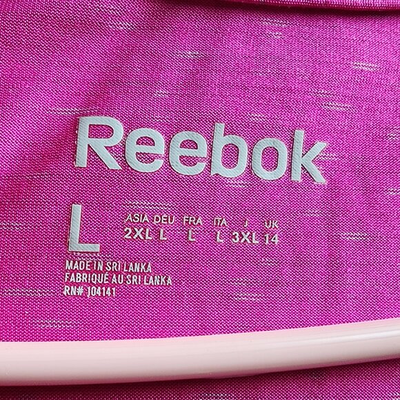 Reebok Hot Pink V-Neck Athletic T-Shirt Size Large - Picture 7 of 14